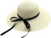 RAMBUX® - Chapeau de Soleil Femme - Blanc Lait - Chapeau de Plage en Paille - Chapeau de Paille Résistant aux UV - Chapeau Ajustable & Pliable - 55-58 cm