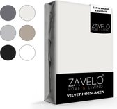Zavelo Flanel Velvet Hoeslaken Creme - 2-persoons (140x200 cm) - 100% Velvet - Super Zacht - Hoge 30cm Hoek