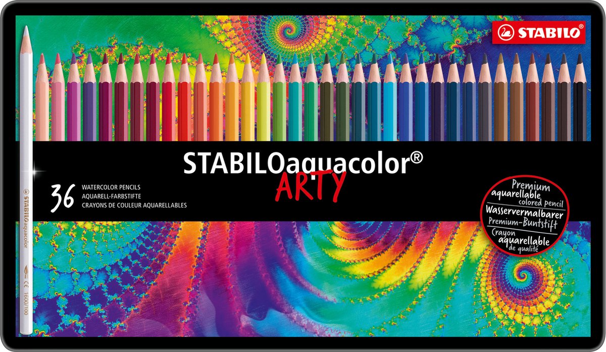 Chinese kool Pence juni STABILO Aquacolor - Premium Aquarel Kleurpotlood - Metalen Etui Met 36  Kleuren | bol.com
