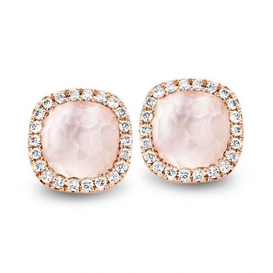 T-Jewelry TE9226WQP – roségouden oorknoppen 18karaat – diamant - kwarts - sale juwelier Verlinden St. Hubert van €1545,= voor €1269,=