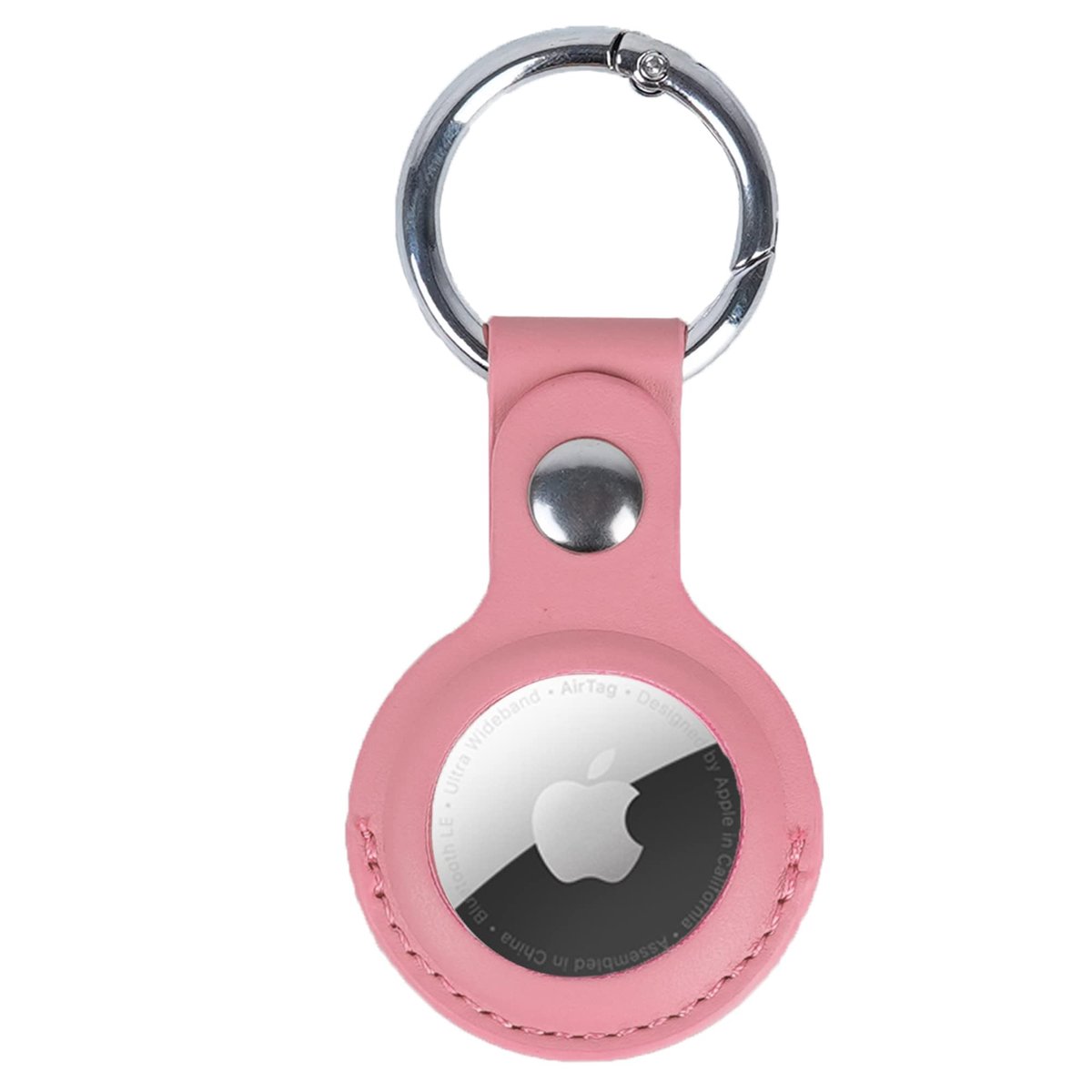Arisenn® LEER AirTag Sleutelhanger - Echt Leer - Bescherm je AirTag tegen krassen - Duurzame materialen - Leder - Sleutelring met scharnier - Verschillende kleuren - Wit
