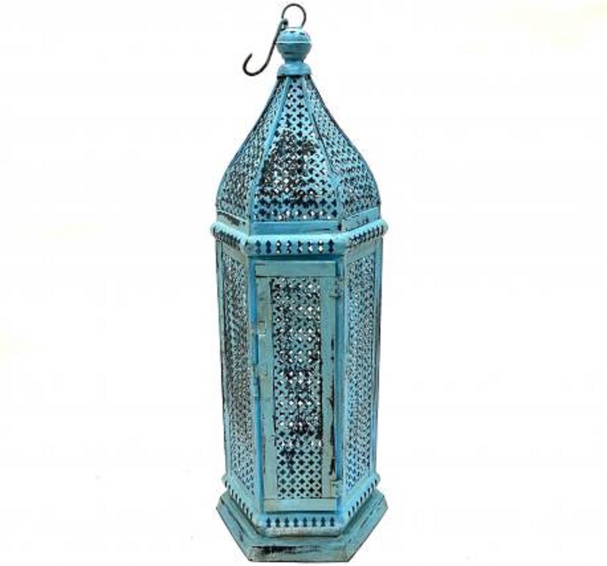 Lantern iron turq. H76cm