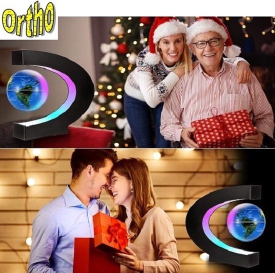ORTHO® - Globe flottant magique - Accessoire de bureau unique - Veilleuse - Eclairage LED - Globe magnétique