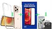 iPhone 12 pro Hoesje Shock Proof Siliconen Hoes Case Cover Transparant - 1X Screen Protector - 1 X Camera Lens Screen protector