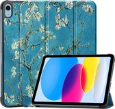 Lunso - iPad 10 (2022) - Housse de Bookcase à trois volets - Fleur d'amandier Van Gogh