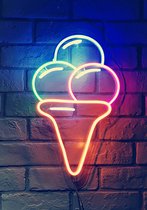 OHNO Neon Verlichting Icecream - Neon Lamp - Wandlamp - Decoratie - Led - Verlichting - Lamp - Nachtlampje - Mancave - Neon Party - Wandecoratie woonkamer - Wandlamp binnen - Lampen - Neon - Led Verlichting - Rood, Groen, Blauw