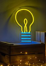 OHNO Neon Verlichting Light Bulb - Neon Lamp - Wandlamp - Decoratie - Led - Verlichting - Lamp - Nachtlampje - Mancave - Neon Party - Wandecoratie woonkamer - Wandlamp binnen - Lampen - Neon - Led Verlichting - Blauw, Geel