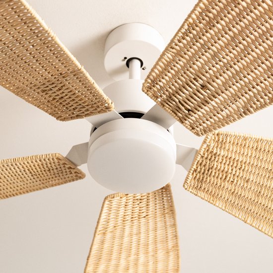 Create - Plafondventilator 40W Stil 132 Cm Met LED Verlichting In Behuizing En Lamp   Wind Calm Rattan 1104692671