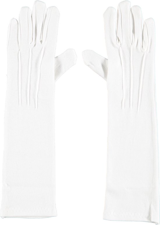 Apollo | Katoenen handschoen 40 cm deluxe | Wit | Maat XXL | Luxe  handschoenen | Lange... | bol.com