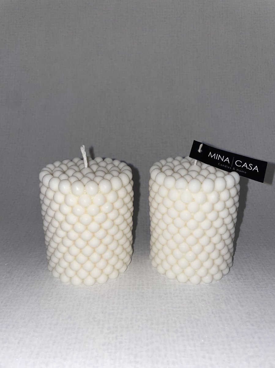 MinaCasa - Ensemble de bougies de Luxe en perles - blanc - 2 pièces |  bol.com