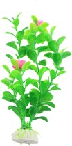 Nobleza kunststof aquariumplant - aquariuminrichting - nep plant - aquariumdecoratie- groen - roze - 20 cm