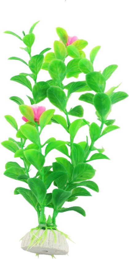 Foto: Nobleza kunststof aquariumplant 20 cm aquarium planten nep plant aquarium decoratie groen roze