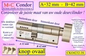 M&C Condor - Cylindre profilé haute sécurité - SKG *** - 6 PIECES EQUAL - 32x32 mm - Poinçon de police Safe Habitat