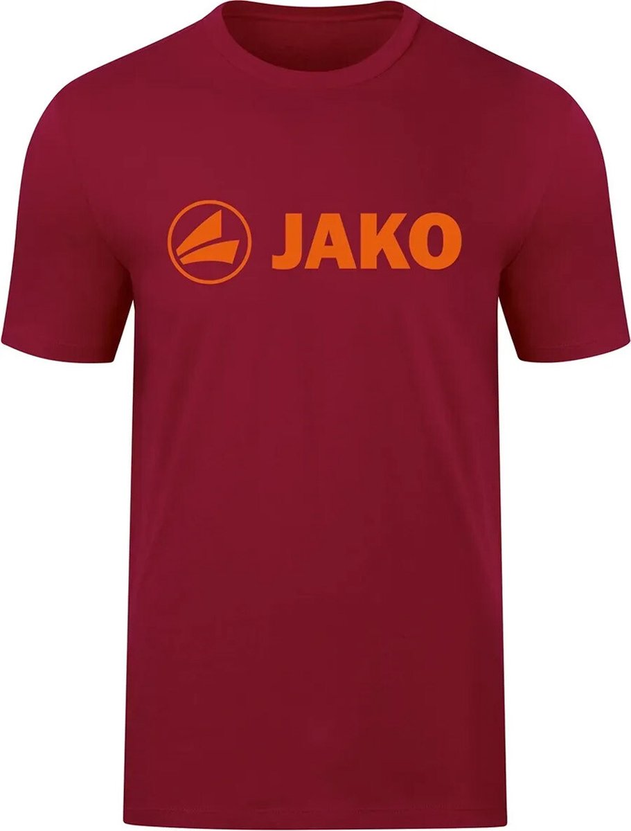 Jako Promo T-Shirt Heren - Wijnrood / Fluo Oranje | Maat: M