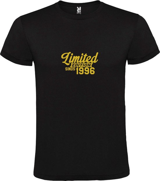 Zwart T-Shirt met “Limited sinds 1996 “ Afbeelding Goud Size XL
