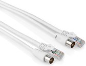 Coax + CAT6 kabel - Dubbele afscherming - RG59 - TV en internetsignaal - 1.5 meter - Wit - Allteq