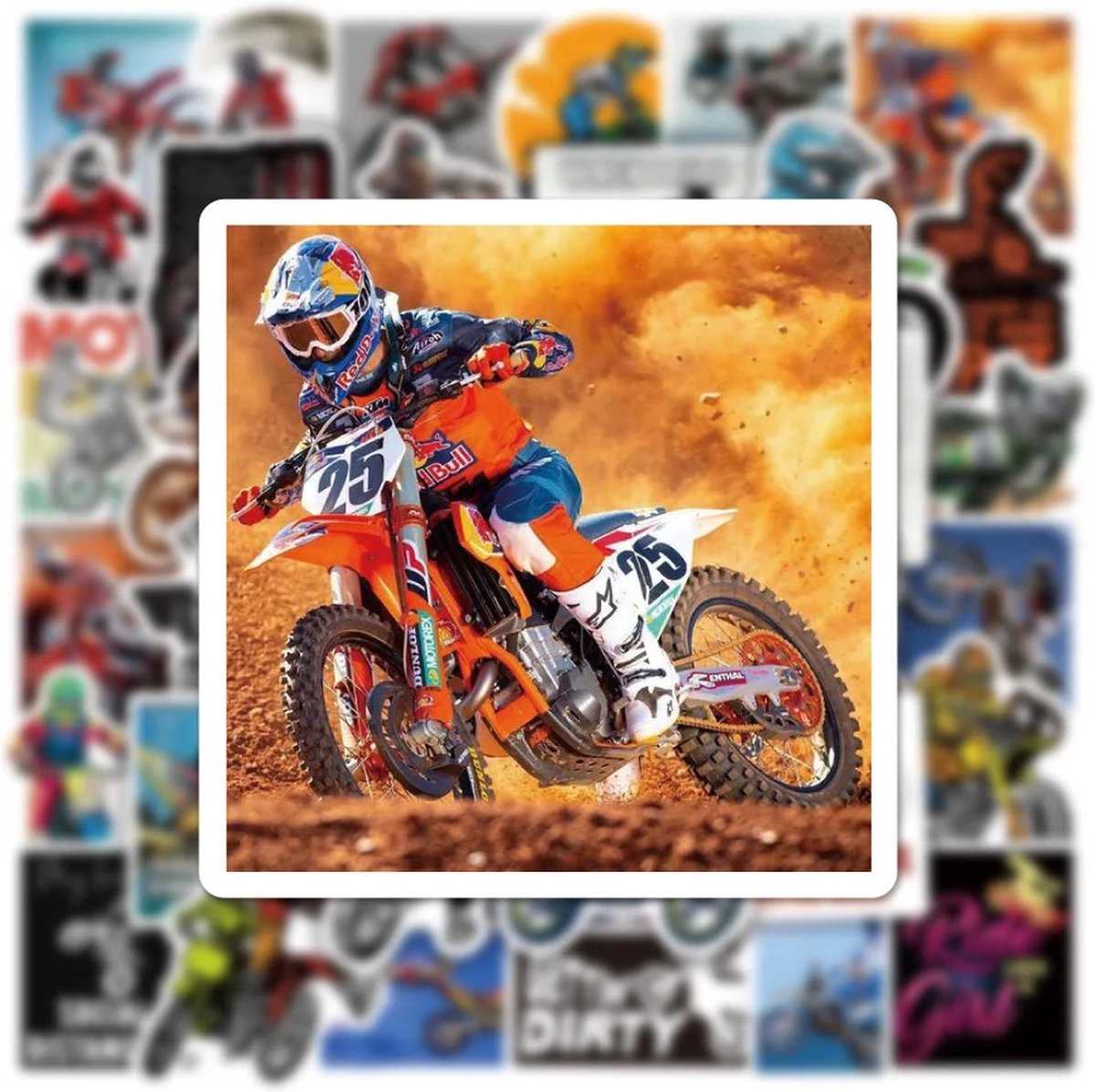 Motorcross Stickers 50 Stuks | Motocross Stickers | Motor Stickers | Crossmoter | Motorsport | Luxe Stickers | Laptop Stickers | Stickers Kinderen | Stickers Volwassenen | Stickervellen | Plakstickers | Stickers Koffers | Bullet Journal | — afbeelding 3