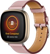 Bracelet en cuir Compatible Fitbit Versa 3/4 & Sense 1/2 - Rose - By Qubix Smartwatch strap bracelet Wristband Strap Band Watchband