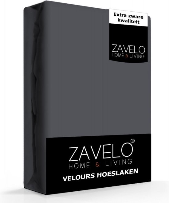Zavelo Hoeslaken Velours Antraciet - Fluweel Zacht - 30 cm Hoekhoogte - Rondom Elastiek - Velvet - 2-persoons 140/150x200/220 cm