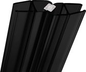 Schulte universeele afdichtstreep - zelf inkortbaar - onderstreep - magnetische afdichting - 45 graden hoek - voor deuren met zijwand - lengte 200cm - zwart - voor glas dikte 5-8mm