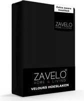 Zavelo Hoeslaken Velours Zwart - Fluweel Zacht - 30 cm Hoekhoogte - Rondom Elastiek - Velvet - 2-persoons 140/160x200/220 cm