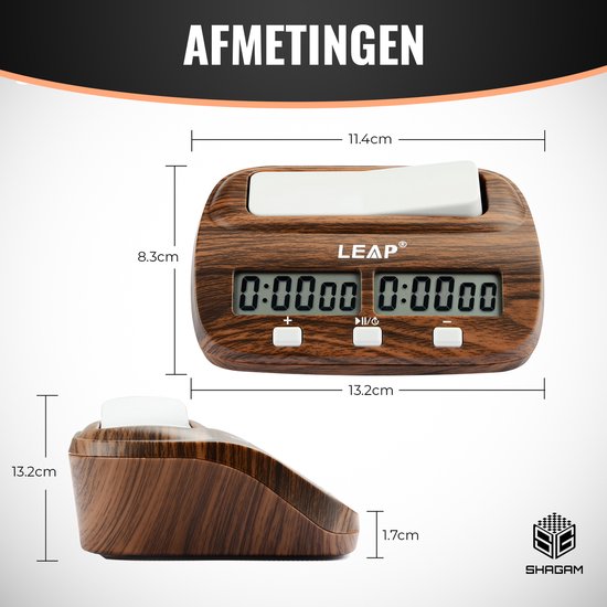 Digitale Schaakklok - Timer - Zwart - LEAP