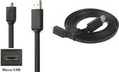 One One Platte 1,5 m Micro USB kabel. Zwarte oplaadkabel. Laadkabel snoer geschikt voor o.a. Samsung Galaxy A01 Core, A02, M01 Core, M01s, M01, M02, J2 Core