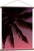 WallClassics - Textielposter - Silhouette van een Palmboom bij Roze Lucht - 60x80 cm Foto op Textiel