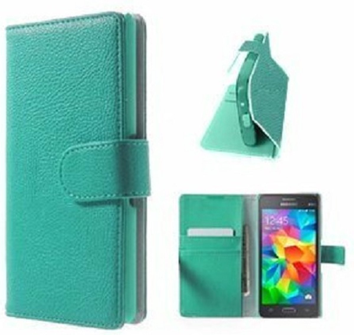 Samsung Grand Prime G530 Hoesje Met Pasjeshouder Bookcase Turquoise
