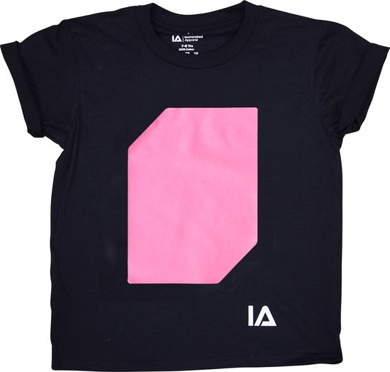 IA Interactief Glow T-Shirt voor Kinderen - Super Roze Gloed - Zwart - Maat 104