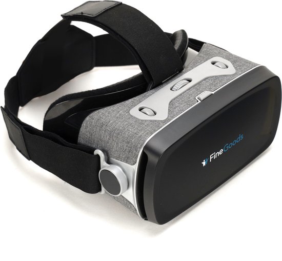 FineGoods® Virtual Reality Bril - Smartphone VR Bril - Met Handige Knop - Zacht oogkussen - Met Grote Lenzen