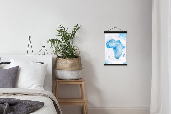 Posterhanger incl. Poster 40x60 cm - Schoolplaat - Kaarten - Afrika - Waterverf - Textielposter - Zwarte latten