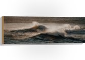WallClassics - Hout - Golven in de Zee - 90x30 cm - 9 mm dik - Foto op Hout (Met Ophangsysteem)