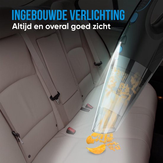 Strex Kruimeldief Draadloos & Snoerloos - Handstofzuiger voor Auto - Kruimelzuiger Nat & Droog - Mini Stofzuiger - 14000PA - HEPA Filter - LED Verlichting - Extra Krachtig - Autostofzuiger met Opzetstukken
