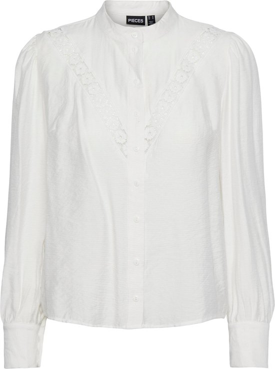 Pieces Blouse Pcbraiden Ls Lace Shirt 17135016 White brillant Femme Taille - S