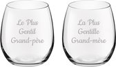 Drinkglas gegraveerd - 39cl - Le Plus Gentil Grand-père & La Plus Gentille Grand-mère