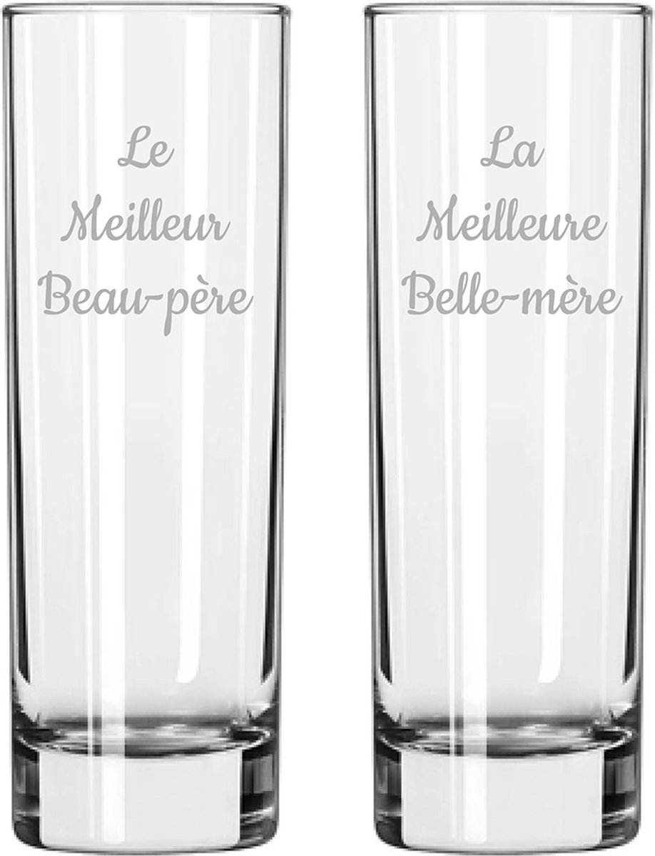 Longdrinkglas gegraveerd - 22cl - Le Meilleur Beau-père & La Meilleure Belle-mère