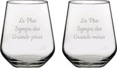 Drinkglas gegraveerd - 42,5cl - Le Plus Sympa des Grands-Pères & La Plus Sympa des Grands-mères