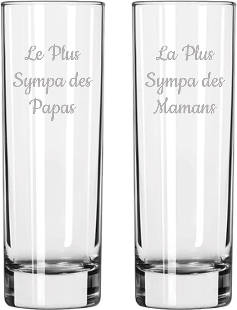 Longdrinkglas gegraveerd - 22cl - Le Plus Sympa des Papas & La Plus Sympa des Mamans