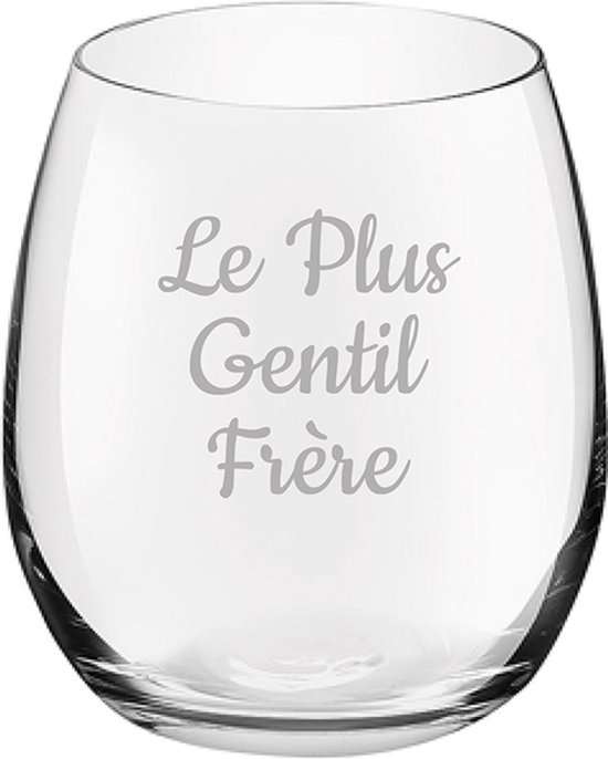 Drinkglas gegraveerd - 39cl - Le Plus Gentil Frère