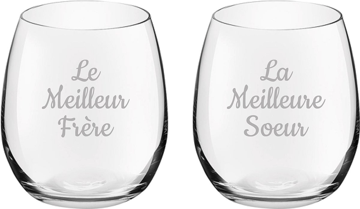 Drinkglas gegraveerd - 39cl - Le Meilleur Frère & La Meilleure Soeur