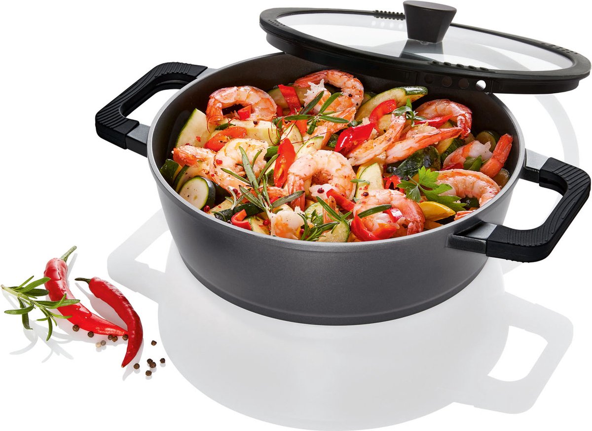 SILBERTHAL Bratpfanne Induktion 28 cm - Beschichtete Pfanne - Edelstahl - Für alle Herdarten und Ofenfest