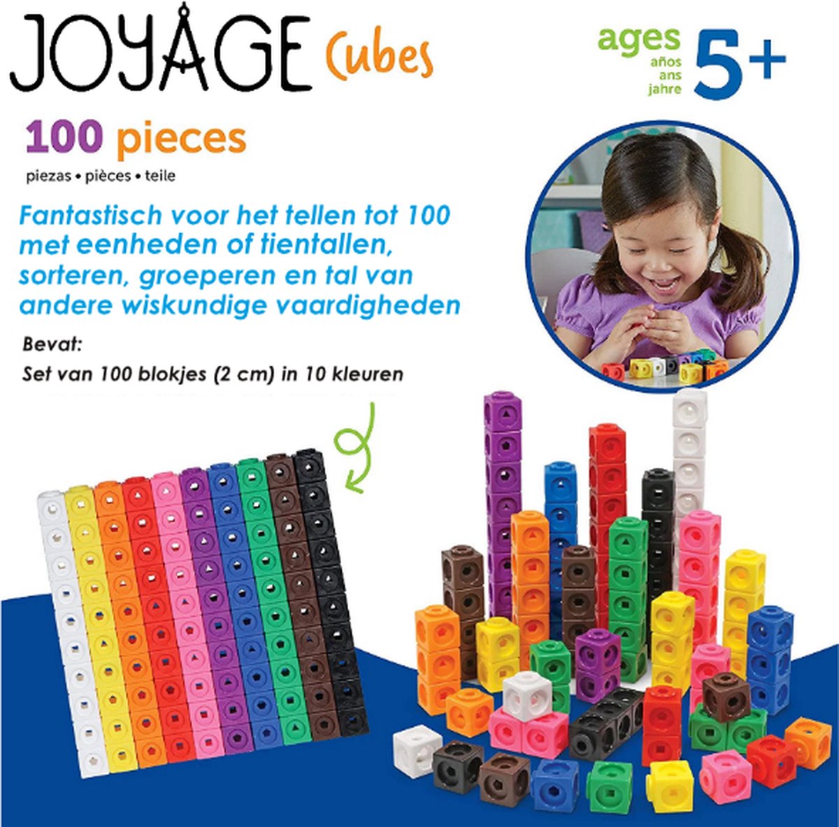 Joyage Jouets Mathématiques - 100 cubes en 10 couleurs - J
