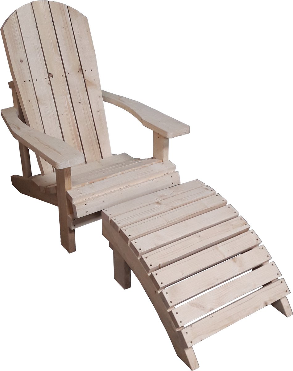 Xsteigerhout.nl Adirondack chair with footstool bouwpakket
