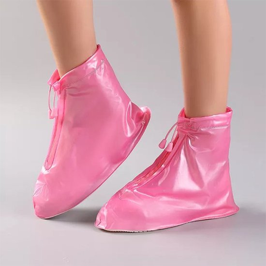 Regen overschoenen - Gekleurd - schoencover - Roze - Maat: 42/43