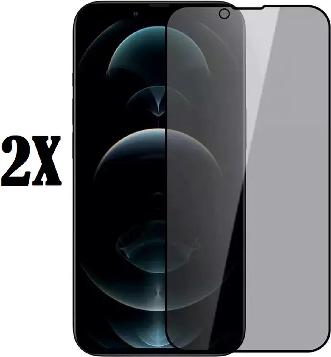 Privacy glass screenprotector geschikt voor iPhone 13 Pro - Screen protector glas geschikt voor iPhone 13 Pro - Privacy glasplaatje - Tempered glass - 2 PACK