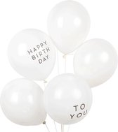 5-delige Ballonnen set Happy Birthday en To You en 3 witte ballonnen - ballon - verjaardag - happy birthday