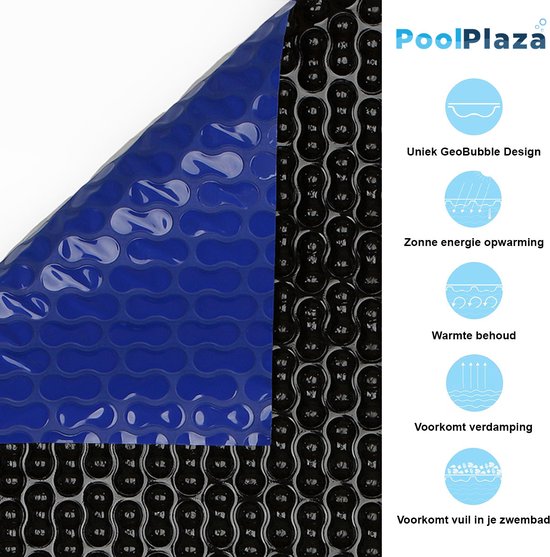GeoBubble bleu/noir - film solaire - couverture de piscine - film à bulles - 400μm - 4x4m
