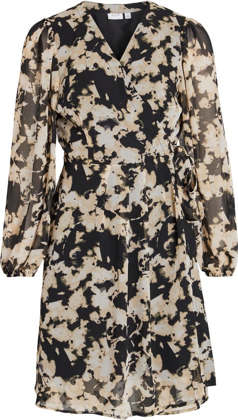VILA VIRINA KIT L/S SHORT WRAP KNEE DRESS/SU Dames Jurk - Maat 38