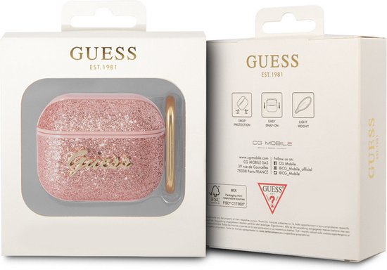 Guess MagSafe IML Flowers Case met beads strap voor de Apple iPhone 16 - Pink